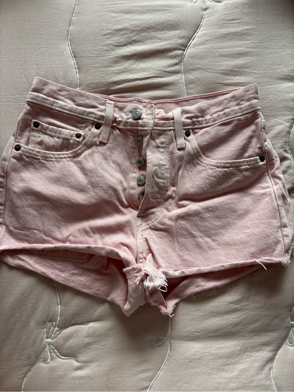 Levi's Light Pink Button-Fly Denim Shorts